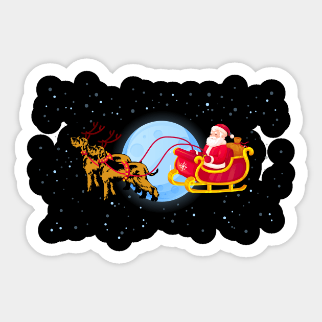 Santa Riding Schnauzer Reindeer Shirt Sticker by Skylane